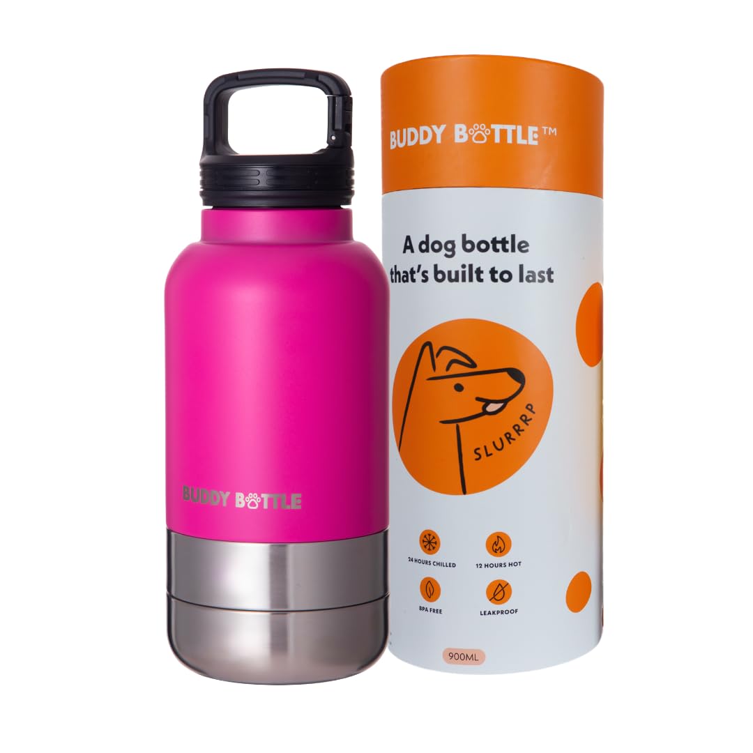 Buddy Bottle Dog Water Bottle with Bowl — 900ml Insulated Stainless Steel Travel Flask for Walking, Hiking & Camping | Leakproof 3-in-1 Portable Dog Drinking Bottle — image 1