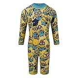 MINIONS, Ich – Einfach unverbesserlich, Einteiliger Badeanzug für Jungen, 100% Polyester mit Reißverschluss hinten, Gelb, 5-6 Jahre: 116cm