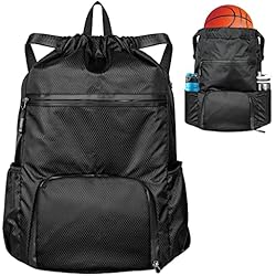 Faneam Mochila Deportiva Mujer Hombre Impermeable Mochila de Cuerda Bolsa Gimnasio con Cordón Bolsa de Cuerdas Deporte con Zapato y Compartimento Húmedo para Yoga, Nadar, Viajes, Playa,Escuela