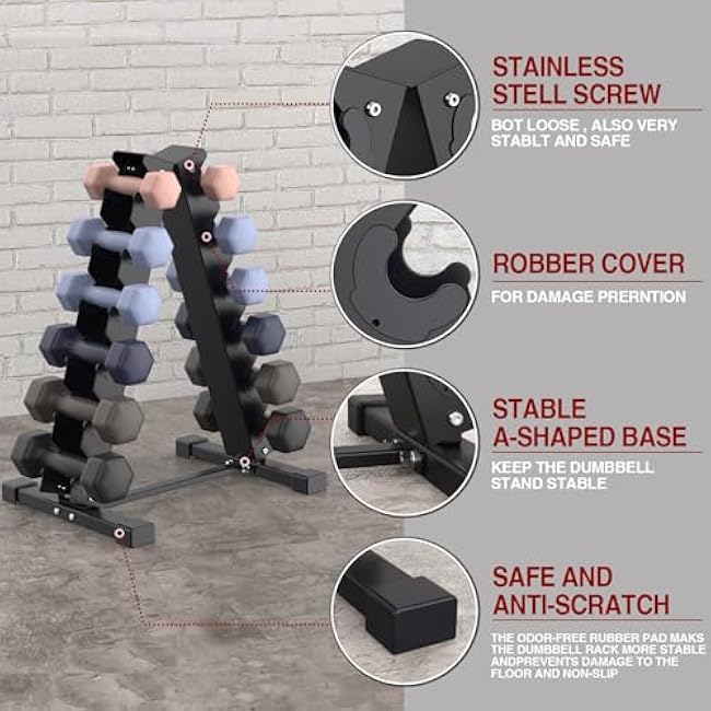 Dumbbell Rack Stand Weight Rack for Dumbbells Compact A-Frame Home Gym£¨6 tier£¬800Lbs£©