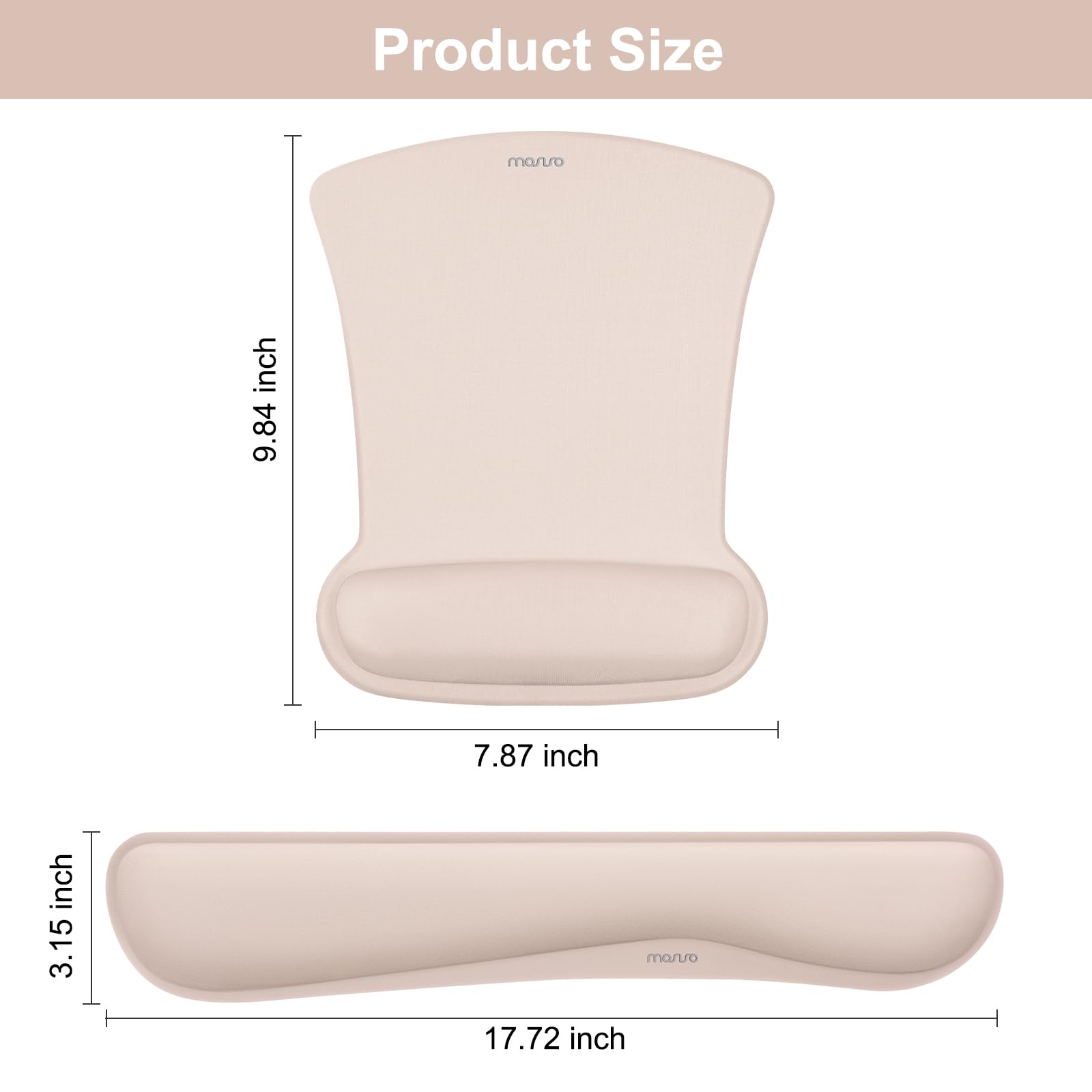 MOSISO Poggiapolsi Supporto per Mouse Tampone&Tastiera Set,Ergonomico Mousepad Antiscivolo Base Casa/Ufficio Pain Sollievo&Facile Typing Cuscino con Neoprene Tissue&Alzato Memoria Foam,Albicocca