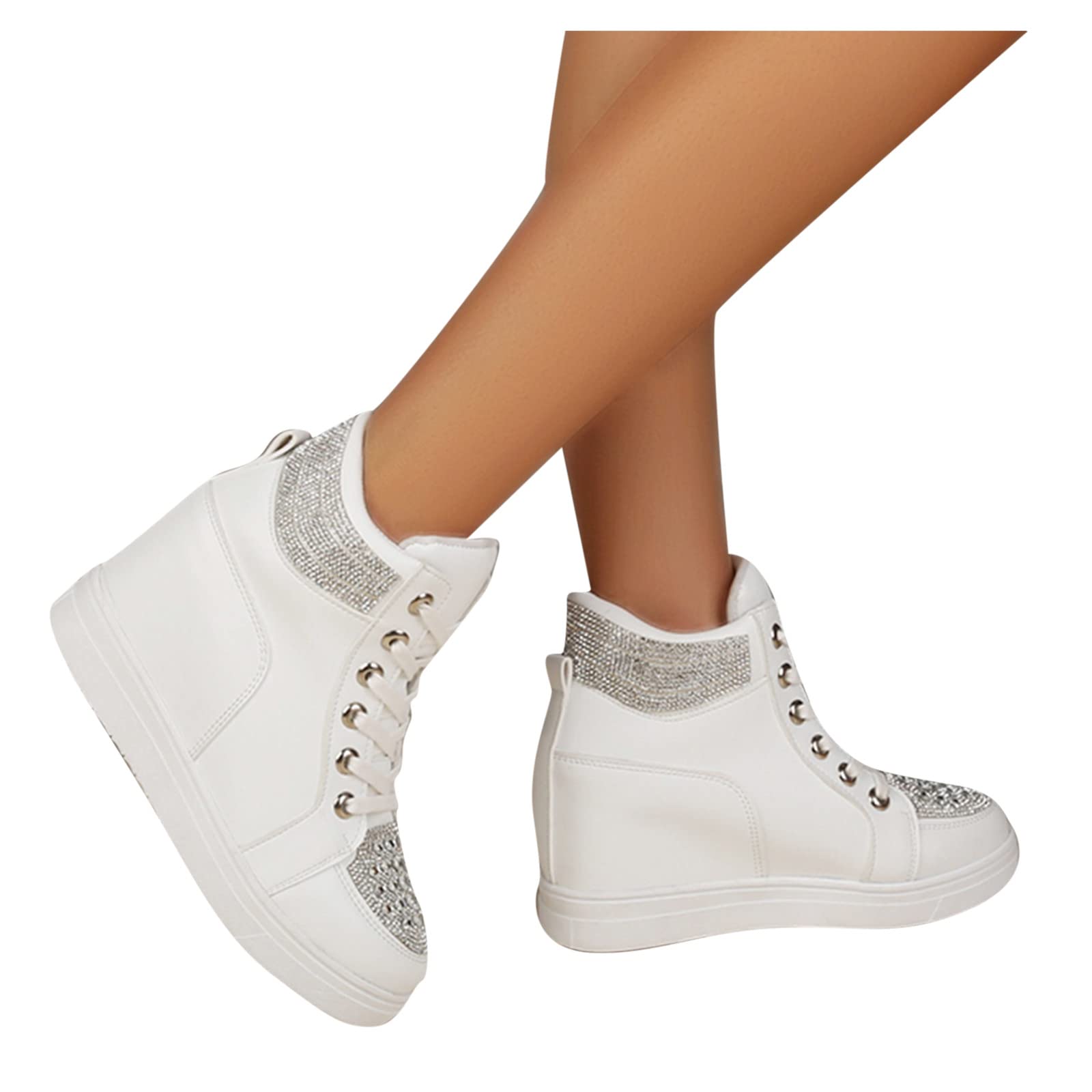 1 Classe Sneakers Interne Moda Scarpe da Ginnastica da Donna con Lacci e Strass di Colore Scarpe da Pioggia Tacco