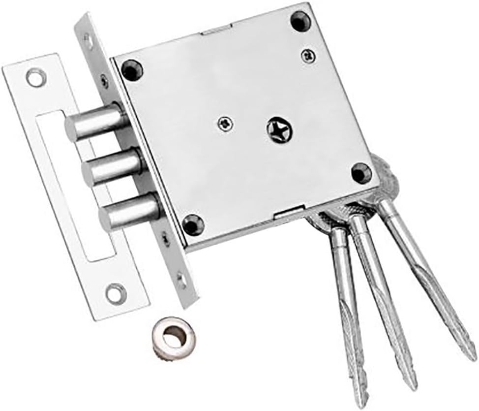 RAMSON Iron Linus Steel Finish Bullet Door Inter Lock with 3 Cross Key Mechanism (Silver)
