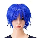 SWACC Unisex Fashion Spiky Layered Short Anime Cosplay Wig for Men and Women (Blue)