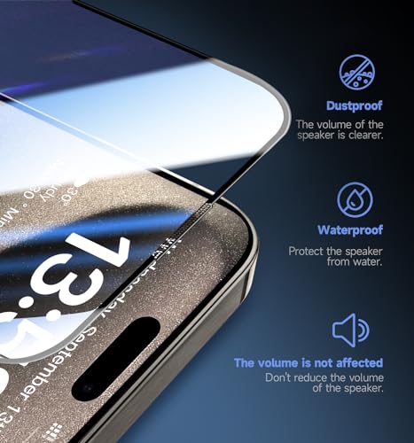 MAGIC JOHN 2 Pack for iPhone 15 Pro Max 6.7 inch Tempered Glass Screen Protector, Auto Dust-Elimination Installation, Bubble Free, Dynamic Island Compatible, HD Clear, Easy Installation 4 51OmAF+volL