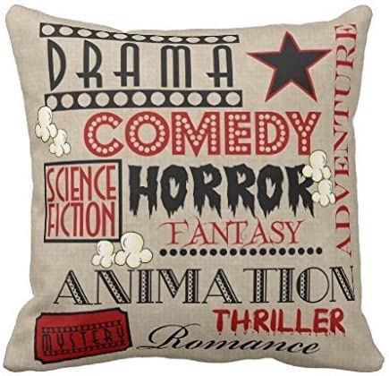 bringbringbring Square Decorative Cotton Throw Pillow Case Cushion Cover( Movie Theater Cinema Genre ticket ) (55cmx55cm)