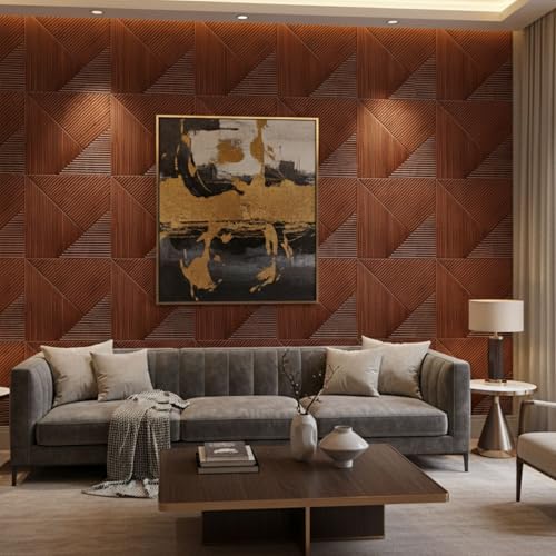 Image of Kayra Decor 3D PVC Wall Panels for Bedroom & Living Room | Fluted Design | Blackwood Color | 19.7 x 19.7 Inch | Pack of 40 | 107.60 Sq Ft