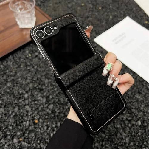 Coque Samsung Galaxy Z Flip4 Antichoc avec Charnière Protectrice et Support Cuir