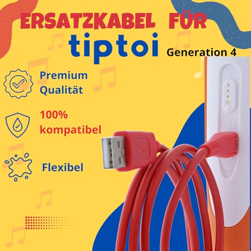foto-kontor Ersatzkabel kompatibel mit Ravensburger TipToi Stift Eingabestift Generation 4 USB rot Verbindungskabel Ladekabel Datenkabel für Laden Synchronisieren Datenübertragung