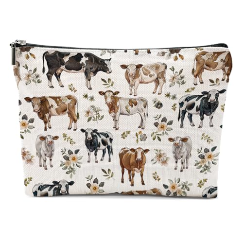 XFN Cow Gifts, Cow Print Stuff Makeup Bag, Cosmetic Bag Travel Pouch