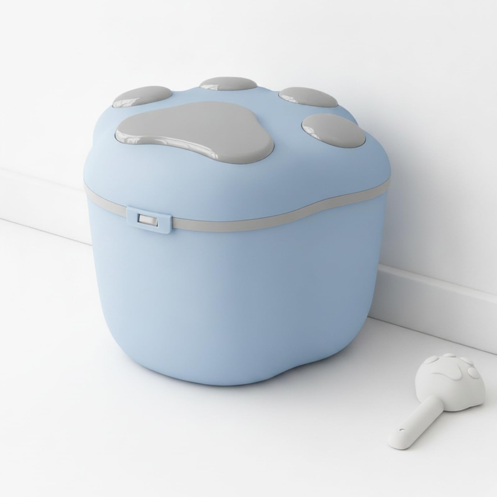 Cubo Industrial con Tapa para Almacenar Mascotas con Compartimento y Incluido para Ración Diaria Acuado para Cocina y Alimentación, Verde