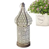 Multifonction : n'importe quel espace avec cette lampe de bureau marocaine, caractérisée par un design en métal complexe pour une atmosphère chaleureuse et accueillante. Parfait pour les mariages, les pendaisons de crémaillère, Noël, Halloween, les nouvelles fêtes à la maison, les anniversaires et les cadeaux pour la vie quotidienne.