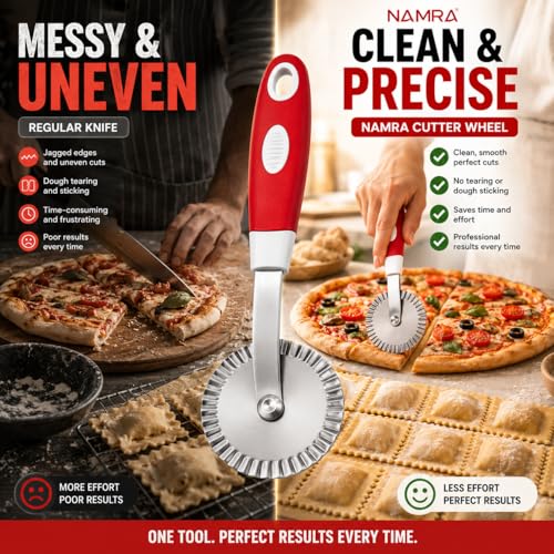 Image of Stainless Steel Pastry Ravioli Pasta Dough Cutter Crimper Wheel (Multicolour)
