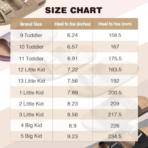 Image of FITORY Boys Girls Glitter Slide Sandals, Cork Slipper with Adjustable Straps for Little Kid /Big Kid