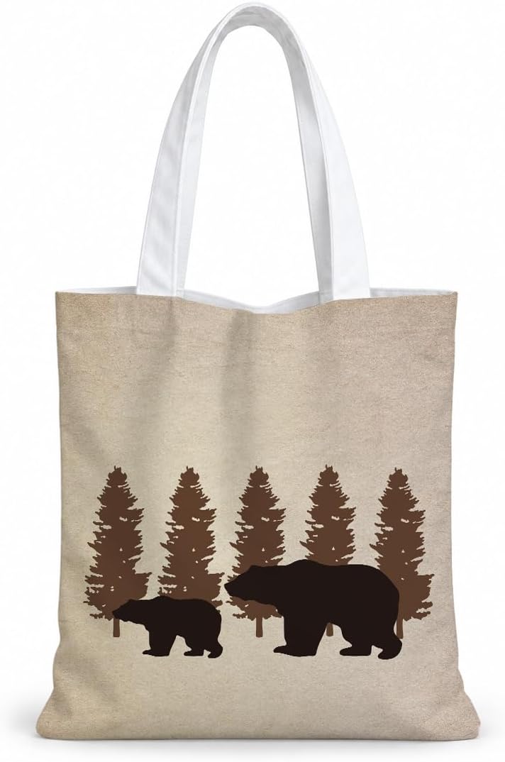 Cute Animal Canvas Tote Bag for Women, Reusable Funny Shoulder Bag, Cartoon Carryall for Work Grocery Travel