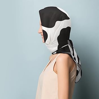 白黒無常　スカーフ　セット Amazon | [PochY] スカーフ 動物柄 牛柄 黒と白 絹のスカーフ