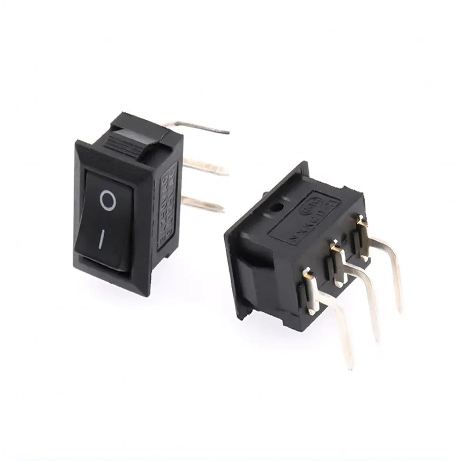 100PCS KCD11 Push Button Switch 10x15mm SPST 2Pin 3Pin 3A 250V KCD11 Snap-in On/Off Boat Rocker Switch 10 * 15MM Black Red White (Color : 3P-Black-On-Off-W)