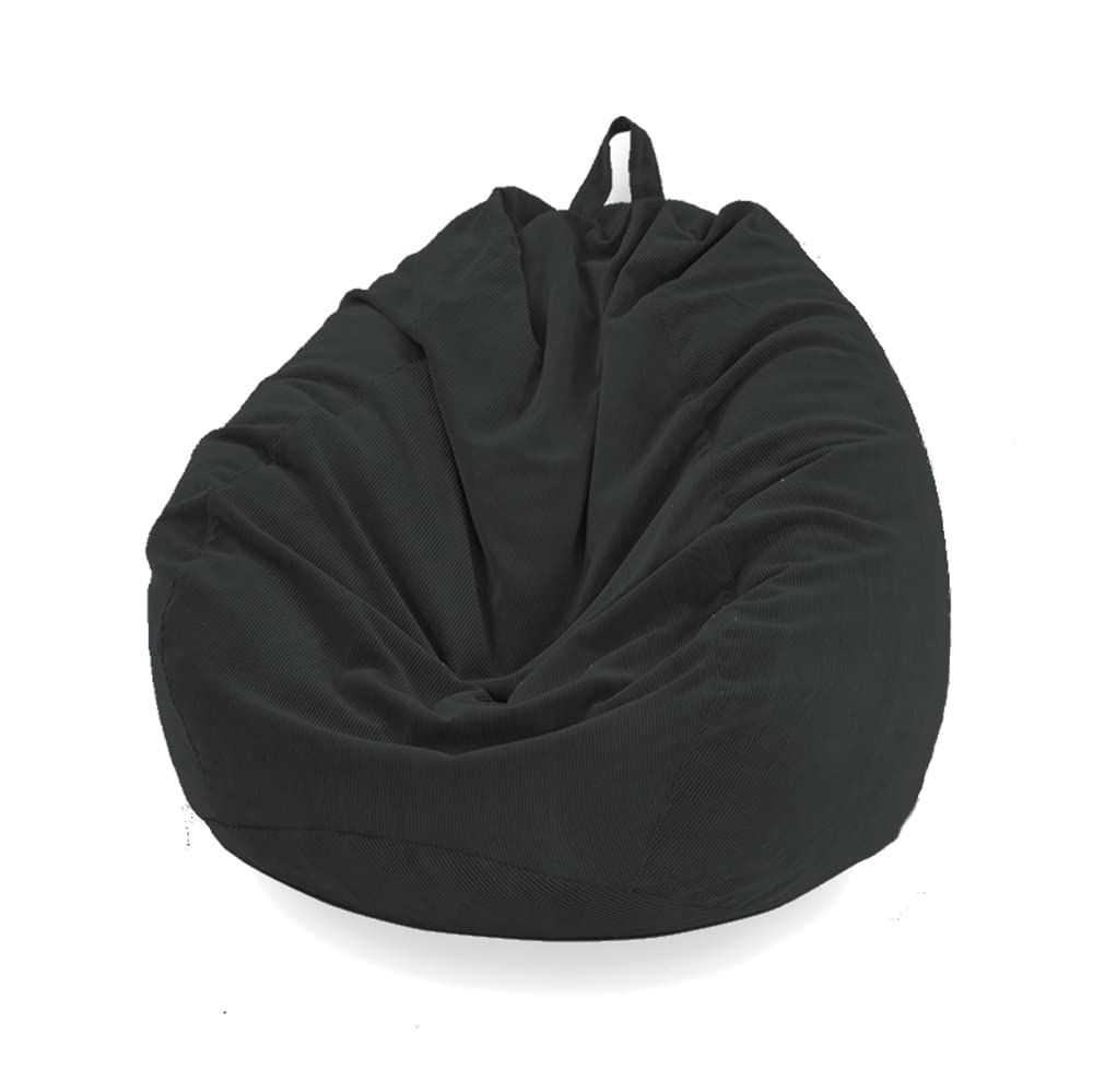 FANSU Bean Bag Cover Without Filling, Solid Color Gaming Bean Bag Chair for Adult Kids, Premium Highback Beanbag Seat Stuffed Animal Toy Storage Lazy Sofa (70x80cm,black)