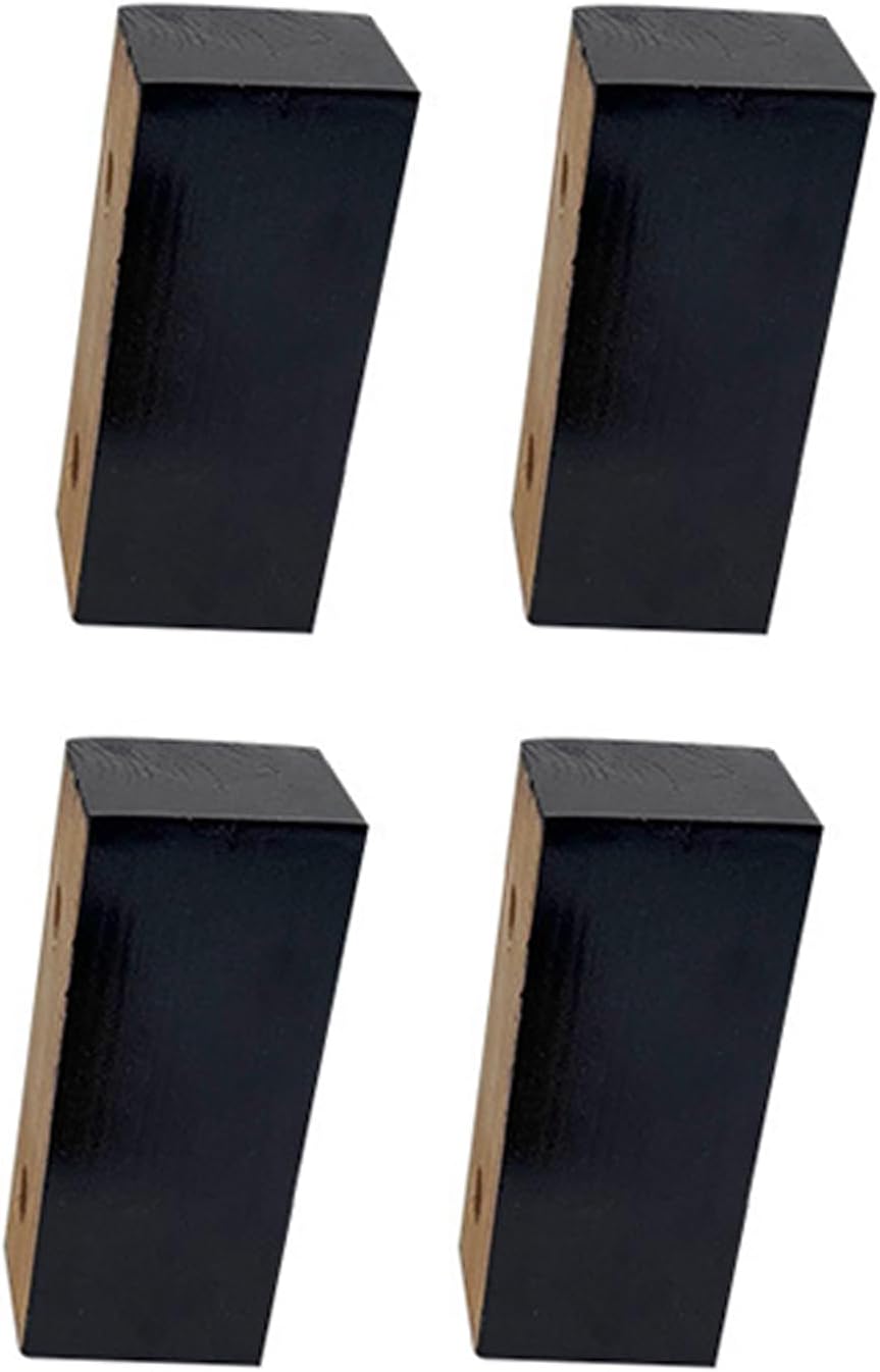 Set of 4 Wooden Bed Riser Sofa Feet for Furniture L Shaped Couch Dresser Leg Replacement Table Legs Black 3cm