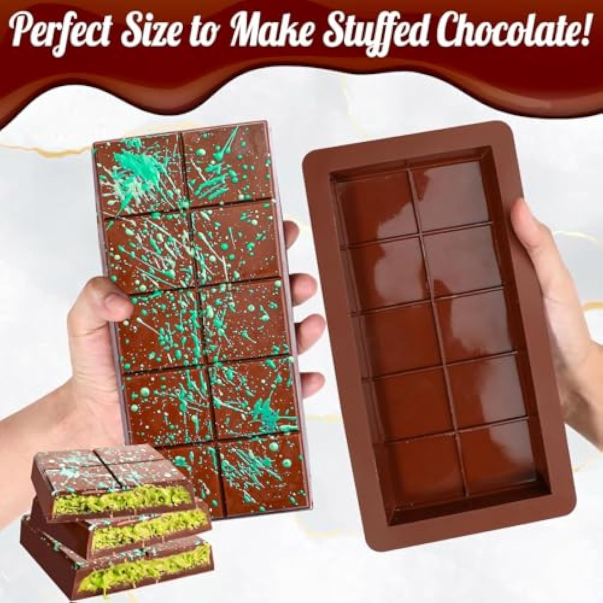Deep Chocolate Bar Mold for Fondant and Baking