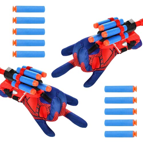 Juego de 2 guantes de lanzador de Spiderman, guantes de juguete de Spiderman, cosplay, lanzador de héroe, juego de juguetes para la web para niños, divertido juguete educativo para niños Cover