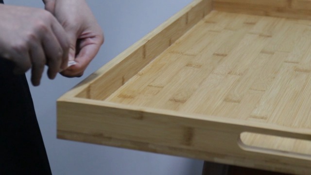 Tabla de cortar rectangular de bambú 30x22 pulg con mango miniatura 7