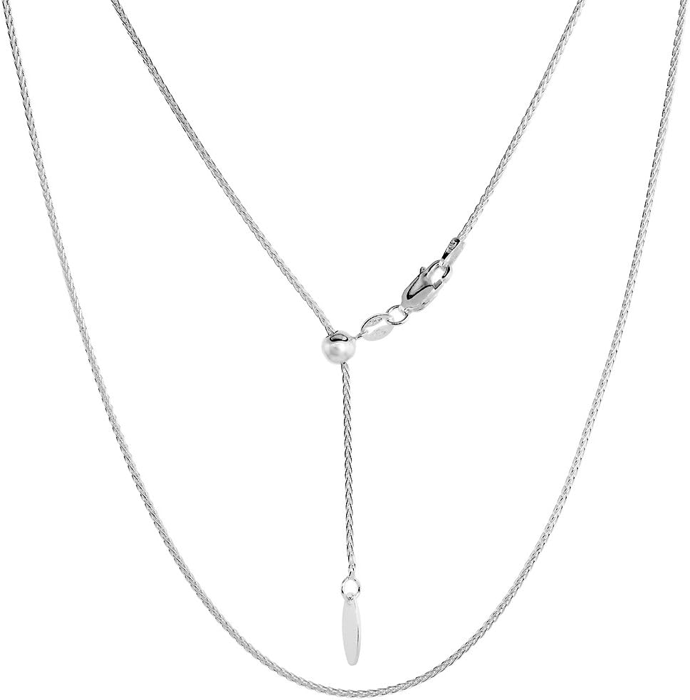 Sterling Silver Adjustable Chain Necklace for Women Assorted Designs Nickel Free 22-24 inch