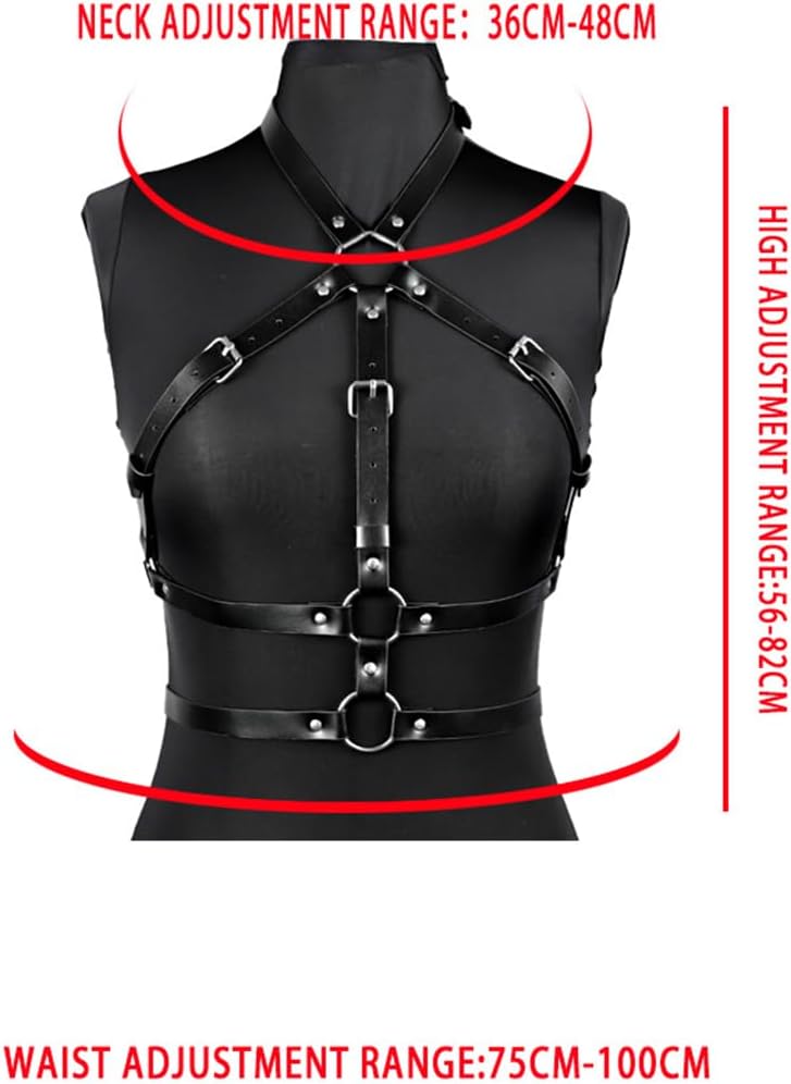 Leather Harness for Women Fashion Punk Body Chain Belt Black Chest Harness Belt Goth Waist Belts Rave Jewelry Accessories