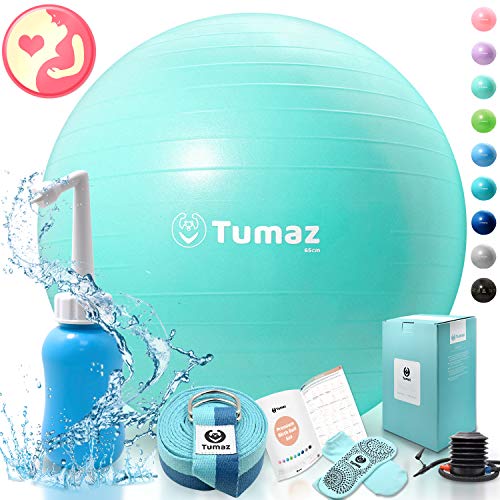 image for Tumaz Birth Ball Including Birthing Ball/Peri Bottle/Yoga Strap/Non-Sl