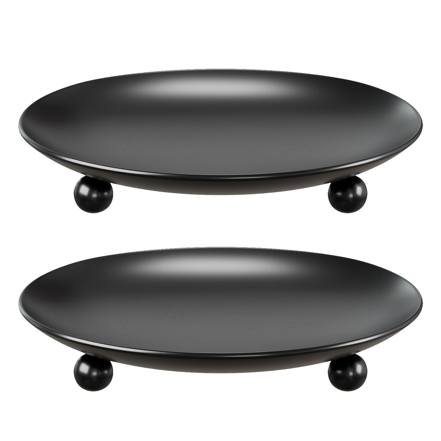Apsvwys Black Candle Holders for Pillar Candles, Set of 2 Premium Metal Candle Plate Candle Stand for LED or Wax Candles, Decorative Pillar Candle Holder Dish for Table Centerpiece