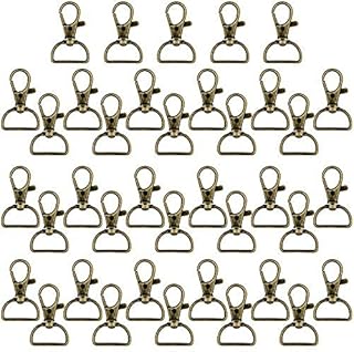 35 Pieces Swivel Clasps Lanyard Snap Hooks Keychain Clip Hook Lobster Claw Clasp Metal Hook Clasp with D Rings for Keychain Purse Hardware Sewing Craft Project (Bronze,25 mm)