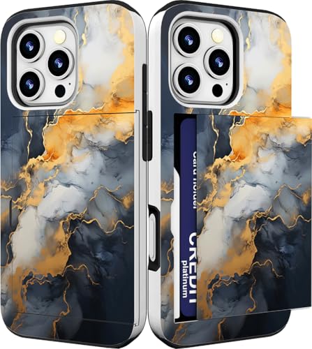 IWONE for iPhone 13 Pro Max Case - Grey Yellow Marble Natural