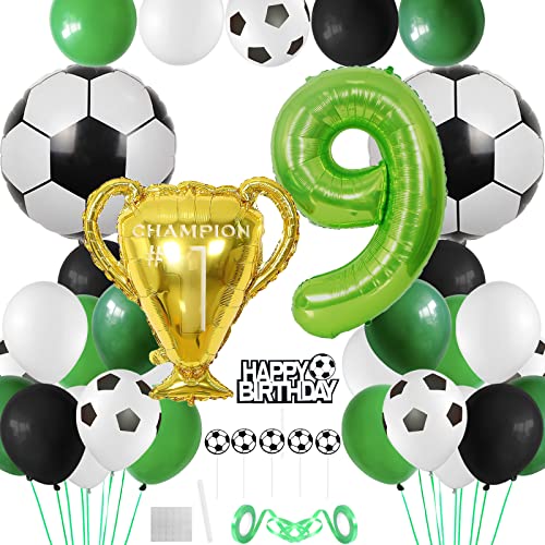 Kit Anniversaire Foot 9, Decoration Anniversaire Football Décorations de Fêtes, Anniversaire Football Garcon Ballon 9 Ans Decoration Gateau Foot, pour Decoration Anniversaire Garcon Fans de Football
