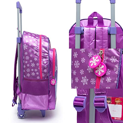 Kit Bolsa Mochila Escolar Spector Princesas do Gelo Mochila de Rodinha Lantejoulas+ Lancheira+ Estojo Reforçada 4 51OmCnI0WsL