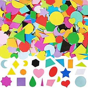 1035 Pcs 15 Colors 3 Sizes 22 Shape Bulk Foam Stickers Self-Adhesive Foam Geometry Shapes Stickers Assortment Craft Supplies for Kids Classroom Art Crafts Projects Collages Mosaics Math Activities