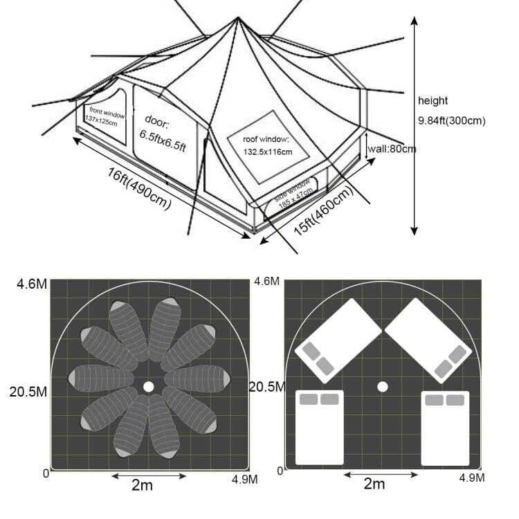 Carpa Camping Familiar Impermeable Algodón 10 Personas miniatura 4