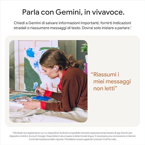 Pixel Buds 2a - Auricolari wireless con cancellazione attiva del rumore - Leggeri, comodi e sicuri - Resistenti all'acqua - Compatibili con Bluetooth - Grigio verde - Gadget - Immagine 4