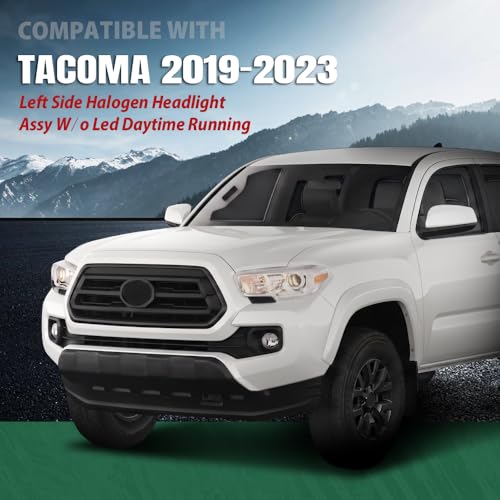 Image of GRAND ORANGE Left Side Headlight Assembly W /O LED Daytime Running Front Headlamp Compatible with Toyota Tacoma 2016 2017 2018, Fit Models Without Factory LED Daytime Running Light Only White