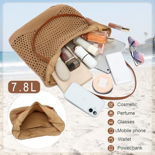 Image of Bycobecy Woven Tote Bag for Women, Summer Beach Bag Large Crochet Shoulder Purse Handbag Boho Knit Bag for Summer Travel