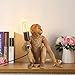 HuaShuani Monkey Table Light, Vintage Creative Animal Statue Desk Lamp for Home Decor, Living Room, Bedroom, Home Office, Kids Room, Resin Material-Gold