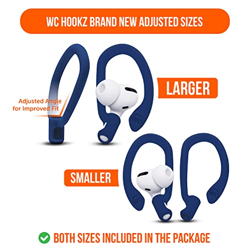Image of WC HookZ - Patented Over Ear Hooks Compatible with AirPods Pro 1, 2 & AirPods 1, 2 & 3 Made by Wicked Cushions - Two Size Pairs Included in Package, Unique Left & Right Hook | Navy Blue