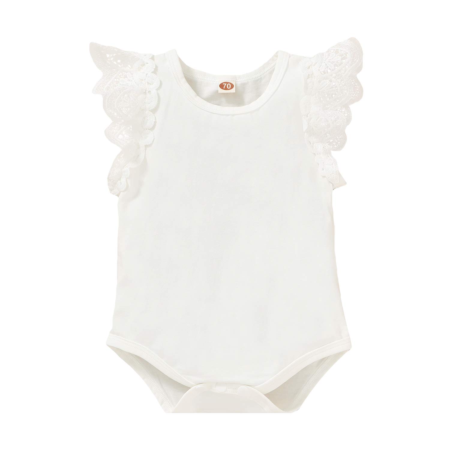Infant Toddler Baby Girls Romper Flutter Sleeve Bodysuit Cotton