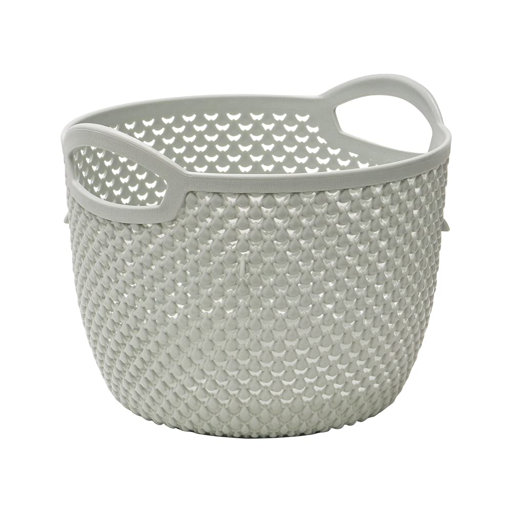 JVL Droplette Design Plastic Round Storage Basket, 3.3L,16 x 19cm Approx, Grey, One Size, 13-392IG