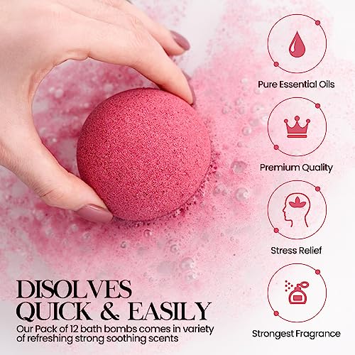 Love Insignia Bath Bombs For Women Relaxing – 12 Pcs Natural Bath Bomb Gift Set With Shea Butter & Essential Oils Gives Spa-Like Experience With Instant Fizzing, Relaxing Bath Bomb Sets For Women Gift #TOP3