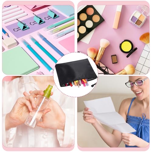 TIESOME 4 Stück Geldtaschen mit Reißverschluss, 24 x 18 cm Wasserdichte Geldmappe Aus PVC Dokumententasche A5 Für Business, Schule & Reise, Schwarz