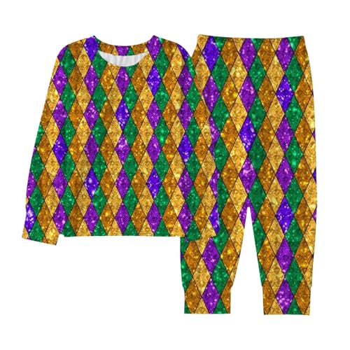 Traje de dos piezas con estampado de carnaval para niñas, juguetón, perfecto para fiestas y días festivos, multicolor, 13-14 años