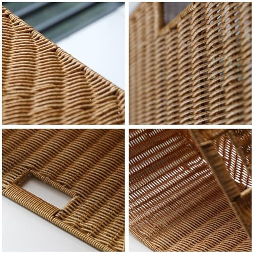 Cesta esquinera triangular de ratán sintético rústica para almacenamiento en baño y cocina 3