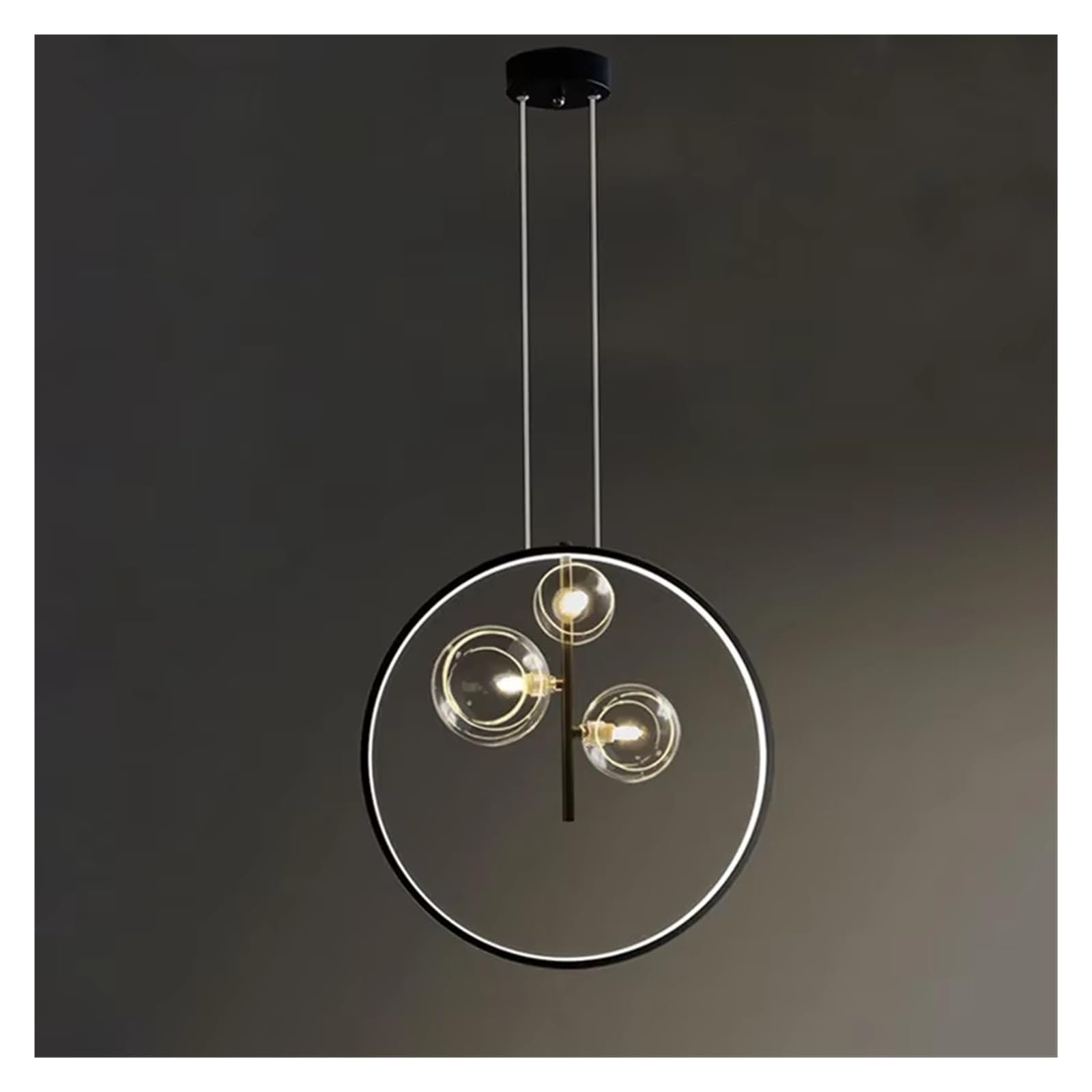 Suspension LED design nordique avec anneau métallique pour lustre de salon moderne