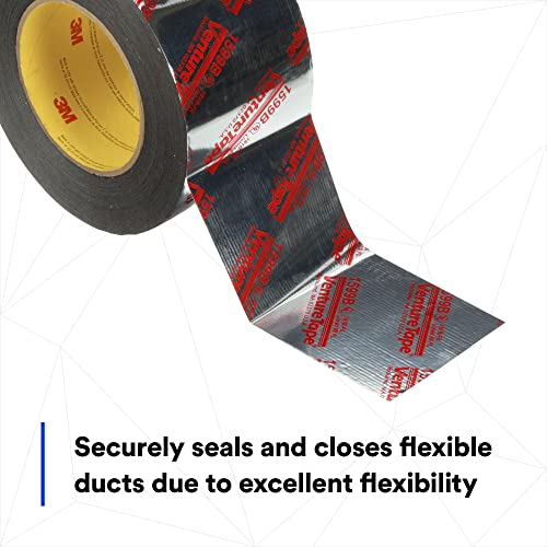 Image of Venture Tape 3M UL181B-FX Polypropylene Duct Tape 1599B, Silver Color, UL Printed, Cold Weather Adhesion, Acrylic Adhesive, Sealing, 2.83 in x 120 yd, 3 mil