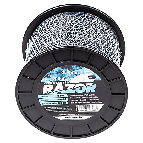 RATIOPARTS Razor Nylonfaden 3,3 mm 200 m Trimmerfaden 5-Kant gedreht Mähfaden